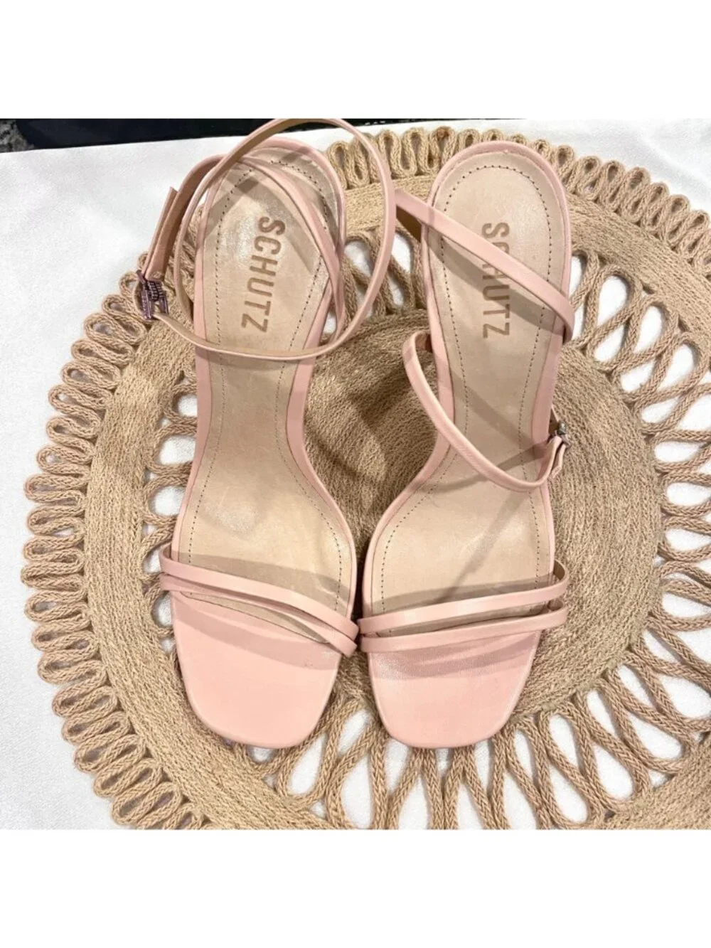 Schutz Altina Sandals Leather Neutral Size 9.5 Sweet Rose